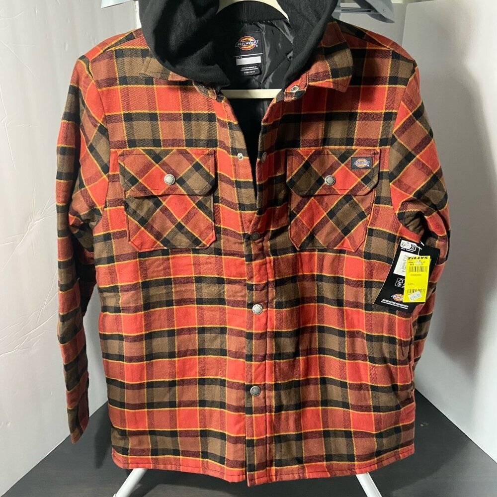 Dickies Hooded Quilted Flannel Plaid Jacket – Youth L (Fits Adult S) – NWT